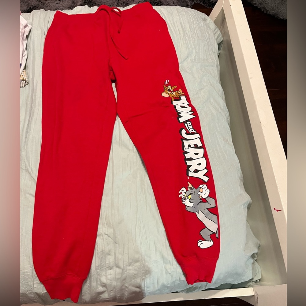 Red Tom and Jerry sweat pants